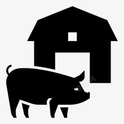 猪圈养猪场家畜肉图标高清图片