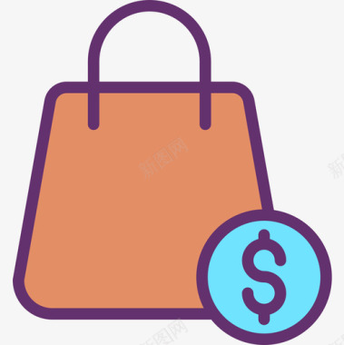 购物袋电子商务122线性颜色图标图标