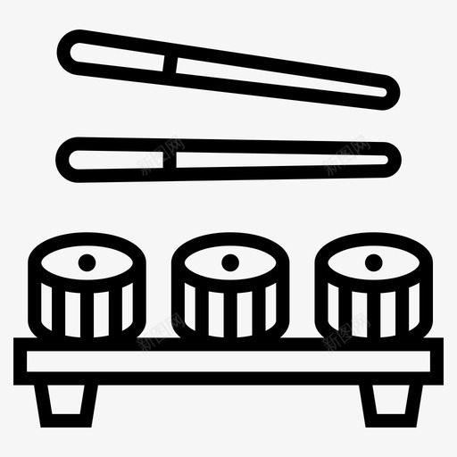 寿司食品筷子日式料理图标svg_新图网 https://ixintu.com 寿司食品 小吃 日式料理 海鲜 筷子 食品线向量集图标