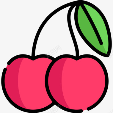 樱桃水果蔬菜12线形颜色图标图标