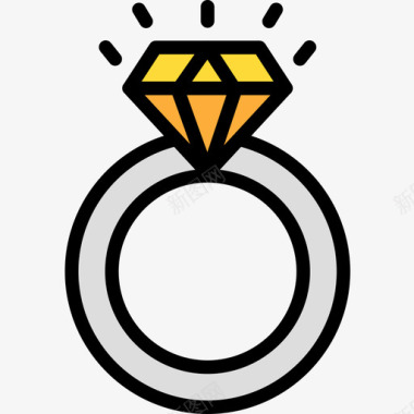 结婚戒指jewlery3线性颜色图标图标