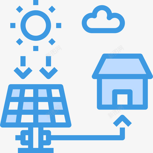 太阳能能源41蓝色图标svg_新图网 https://ixintu.com 太阳能 能源 蓝色