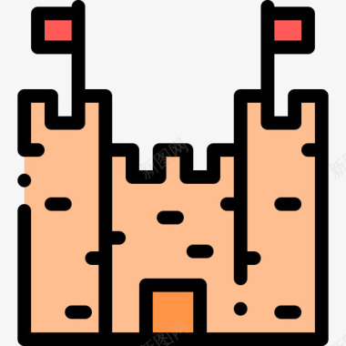 葡萄牙城堡8线性颜色图标图标
