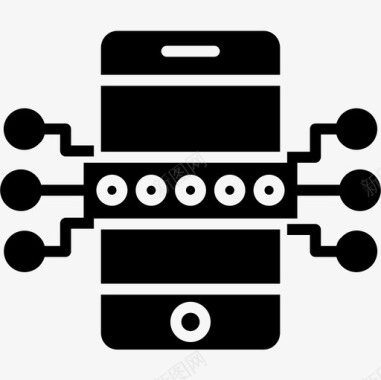 智能手机网络安全9固态图标图标