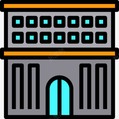 建筑50号楼线性颜色图标图标