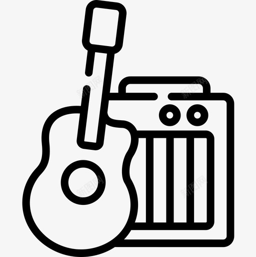 吉他爱好和自由时间11线性图标svg_新图网 https://ixintu.com 吉他 时间 爱好 线性 自由