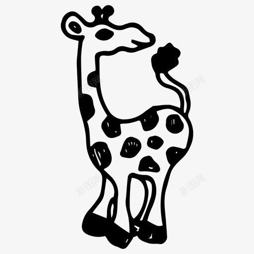 长颈鹿动物手绘图标svg_新图网 https://ixintu.com 动物 动物园 手绘 自然 长颈鹿