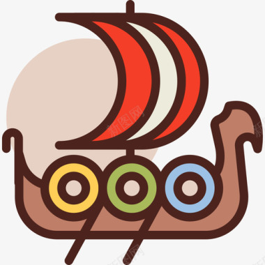 海盗船神话26线性颜色图标图标