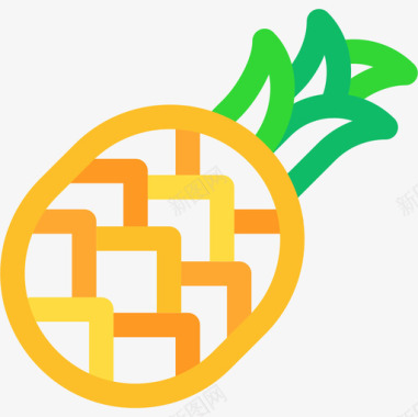 菠萝巴西嘉年华9线性颜色图标图标