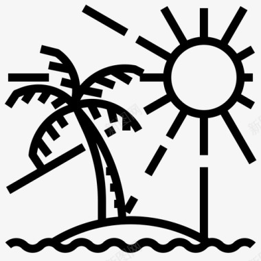 椰子海滩大海图标图标