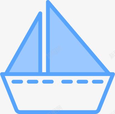 帆船旅行190蓝色图标图标