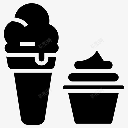 圆锥冰淇淋冷冻食品冰淇淋图标svg_新图网 https://ixintu.com 冰淇淋 冰淇淋筒 冷冻食品 圆锥冰淇淋 圣代 甜食 食品字形矢量图标集