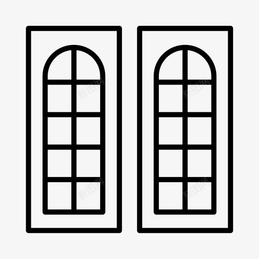 拱形窗建筑装饰图标svg_新图网 https://ixintu.com 建筑 房子 拱形窗 窗户 装饰
