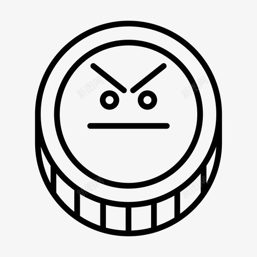 硬币愤怒表情图标svg_新图网 https://ixintu.com 令牌 感觉 愤怒 硬币 硬币表情线 表情