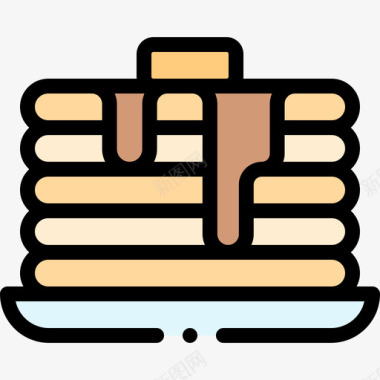 薄饼夏季食品和饮料2线性颜色图标图标