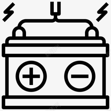 汽车电池污染16线性图标图标