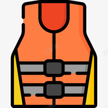 救生衣暑假35线性颜色图标图标