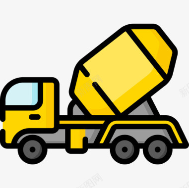 混凝土卡车车辆和运输12线性颜色图标图标