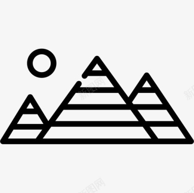 金字塔地标和纪念碑15座线形图标图标