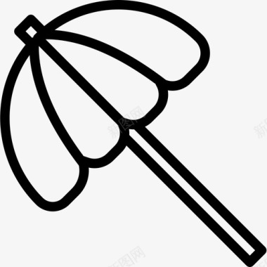 伞海边线状图标图标