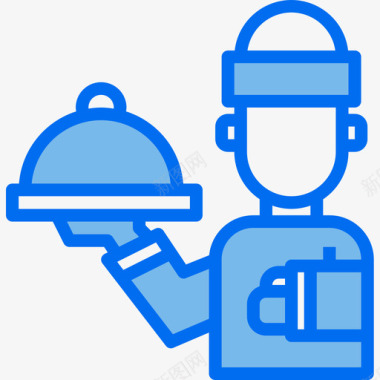 服务员93号餐厅蓝色图标图标