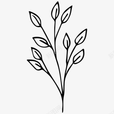 植物树枝手绘图标图标