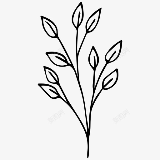 植物树枝手绘图标svg_新图网 https://ixintu.com 手绘 春天 树枝 植物 自然