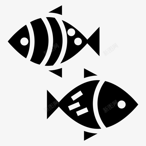 鱼水生动物海洋动物图标svg_新图网 https://ixintu.com 水生动物 海洋动物 海洋生物 海滩和夏季字形矢量图标集 海鲜 热带鱼类 鱼