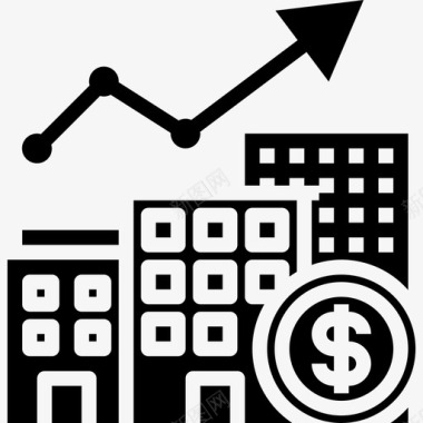 增长商业动机9坚实图标图标