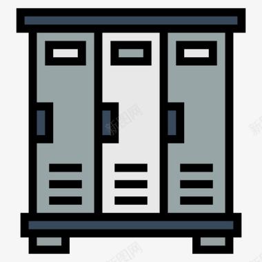 储物柜曲棍球21线性颜色图标图标