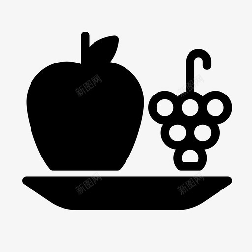 水果盘苹果食品图标svg_新图网 https://ixintu.com 水果盘 苹果 草莓 食品 食品线字形图标