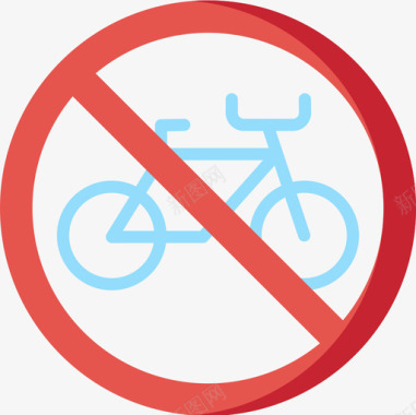 禁止自行车信号灯和禁令5平坦图标图标