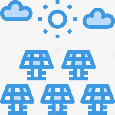 太阳能能源41蓝色图标图标
