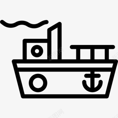 船海边直线型图标图标