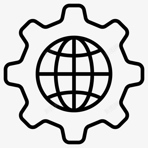 网页开发齿轮地球图标svg_新图网 https://ixintu.com 优化 地球 开发 搜索引擎 网站 网页 齿轮