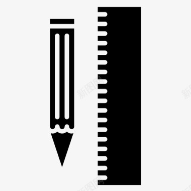 铅笔测量尺子书写图标图标