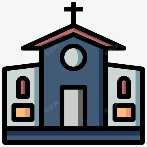 教堂城市元素44线条色彩图标svg_新图网 https://ixintu.com 城市元素44 教堂 线条色彩