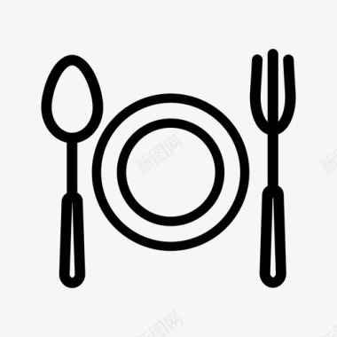叉子和勺子晚餐厨房图标图标