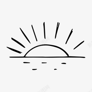 太阳手绘地平线图标图标