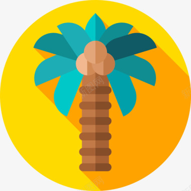 棕榈树热带37平坦图标图标
