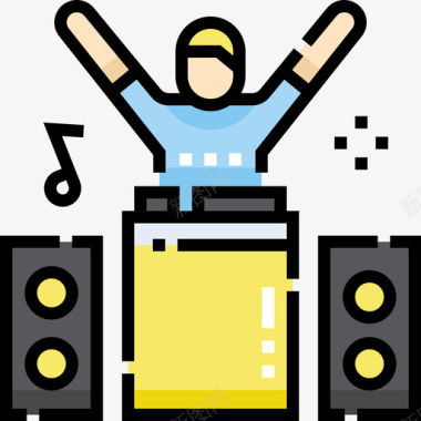 DJ音乐节47线性颜色图标图标