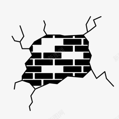 砖墙开裂压碎图标图标