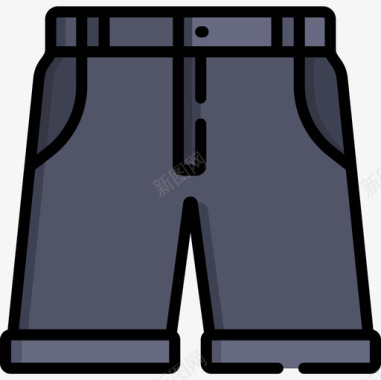 短裤高尔夫24码线性颜色图标图标