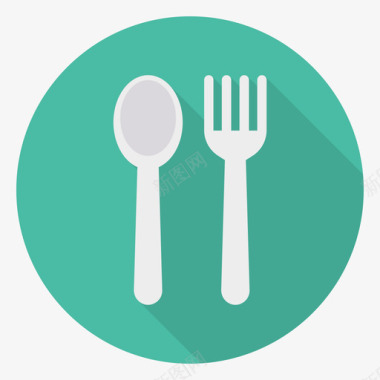 餐具食品和饮料30圆形图标图标