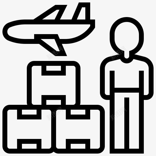 空运飞机货物图标svg_新图网 https://ixintu.com 快递 空运 货物 送货 飞机