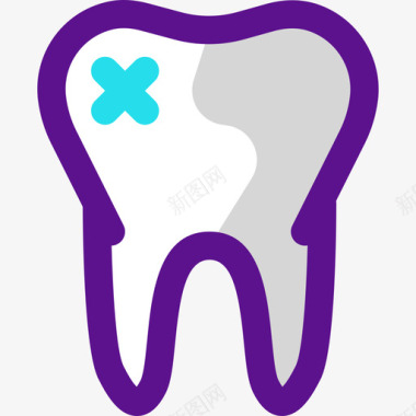 牙齿解剖学4线颜色图标图标