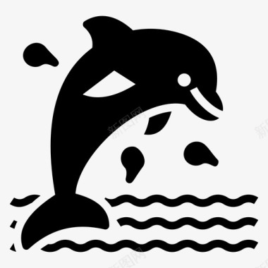 海洋哺乳动物海豚水生动物宽吻海豚图标图标
