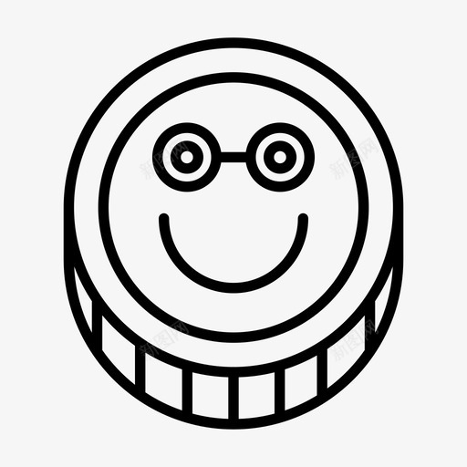硬币表情符号快乐图标svg_新图网 https://ixintu.com 书呆子 令牌 快乐 硬币 符号 表情