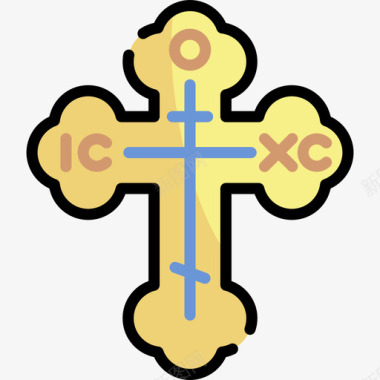 东正教十字架俄罗斯15线形颜色图标图标