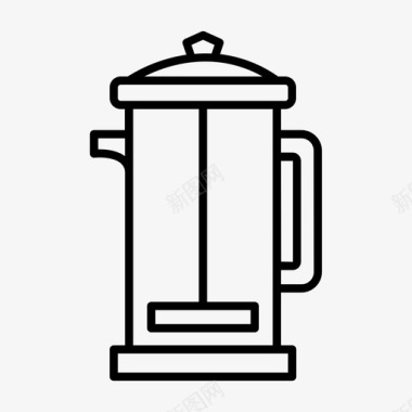 法式压榨机咖啡机图标图标